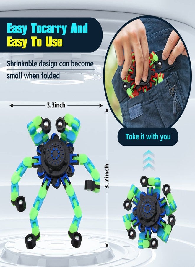 estardaa 8Pcs Fidget Spinners Glow in The Dark, Fingertip Gyro DIY Deformable Robot Funny Sensory Fidget Toys Decompression Spinner Birthday Gifts Classroom Prizes Party Favors for Kids Adults - Image 3